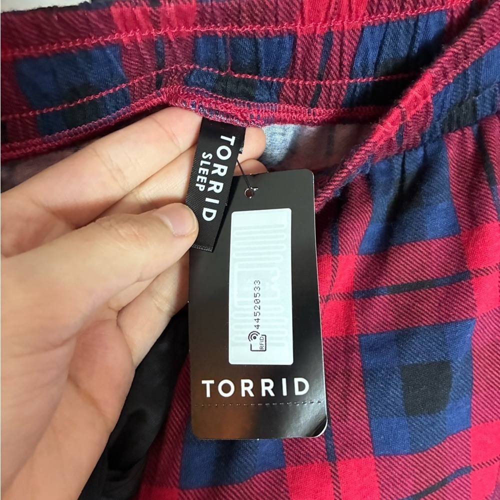 Torrid Pajama Bottoms Red & Blue Vintage Plaid, Soft, Stretchy Waist NWT 3X - Picture 10 of 10